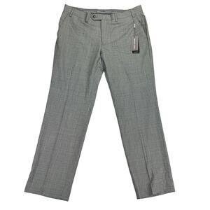 Michael Kors Mens Malone Classic Fit Plaid Stretch Suit Pants Gray Blue 36x30